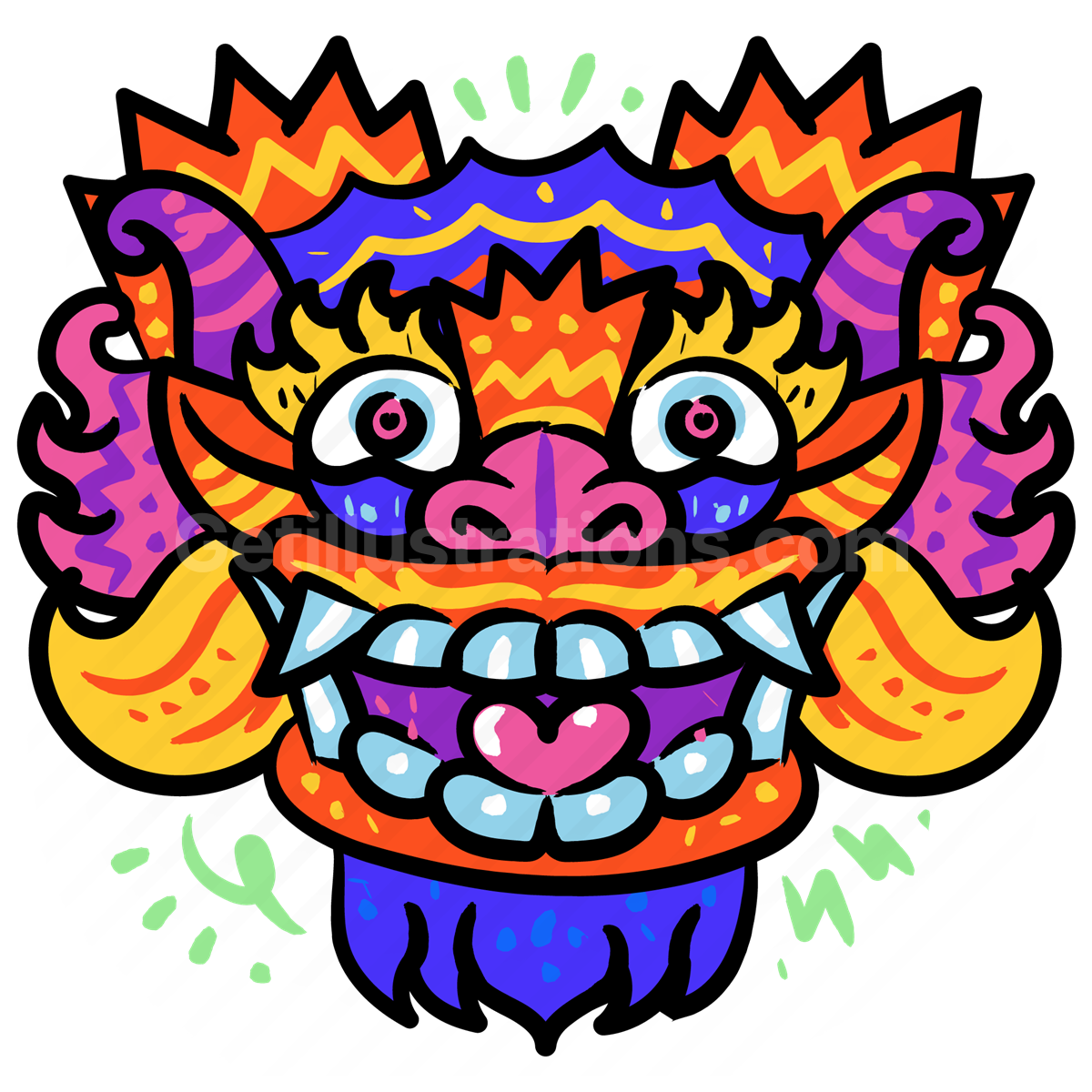 sticker, dragon, mask, decoration, culture, asian, chinese, stickers
